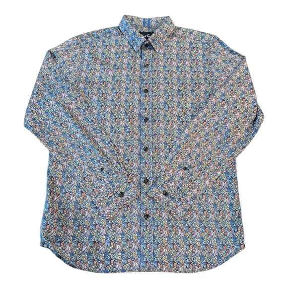 Robert Graham Mens Tailored Paisley SZ Large Long Sleeve Button Up Flip Cuff - Picture 1 of 15